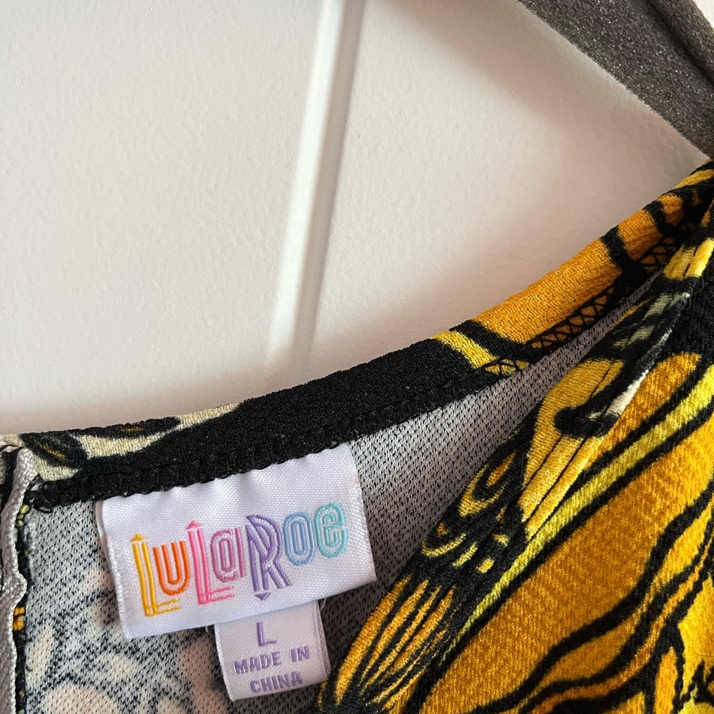 LuLaRoe Yellow and Gold A-Line Midi Dress - Picture 4 of 5